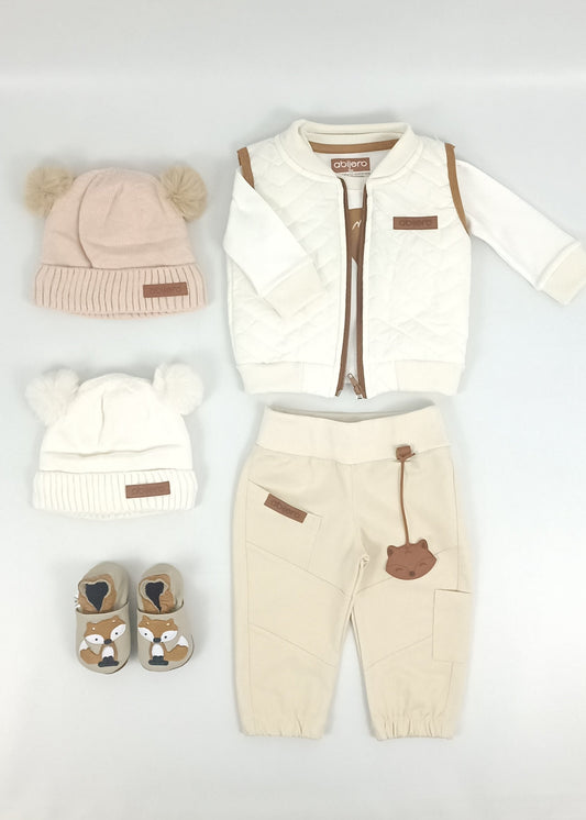 Regalo listo! Conjunto Zorrito, chaleco con cargo niño