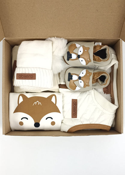 Regalo listo! Conjunto Zorrito, chaleco con cargo niño