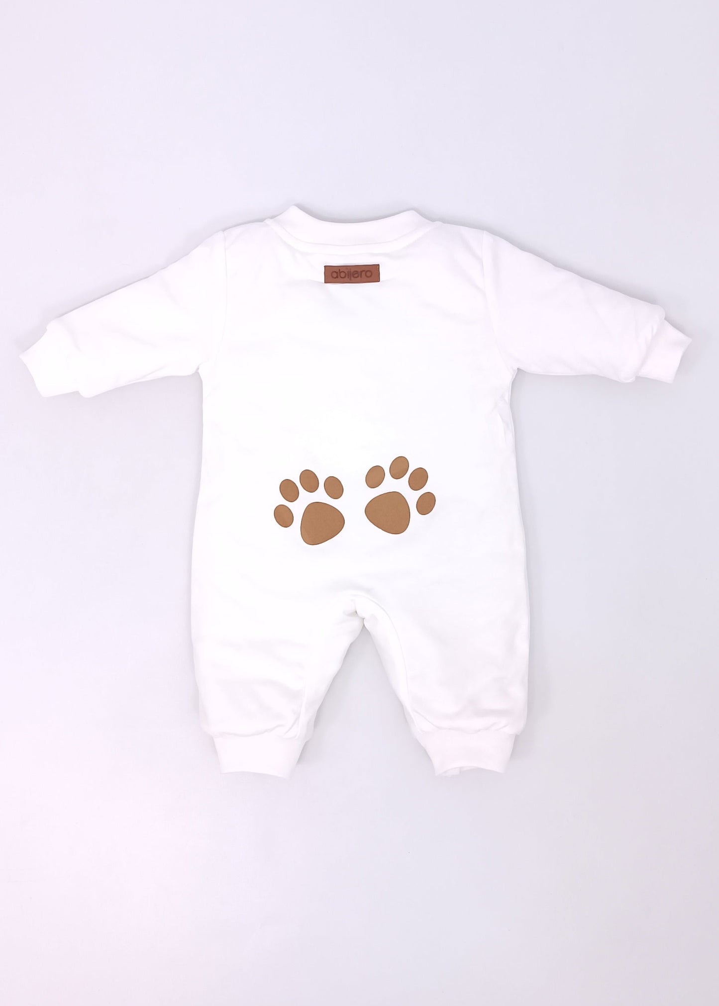 Pijama Enteriza Térmica de Algodón para bebito y bebita (unisex) – Diseño Huellitas Perrito Blanco
