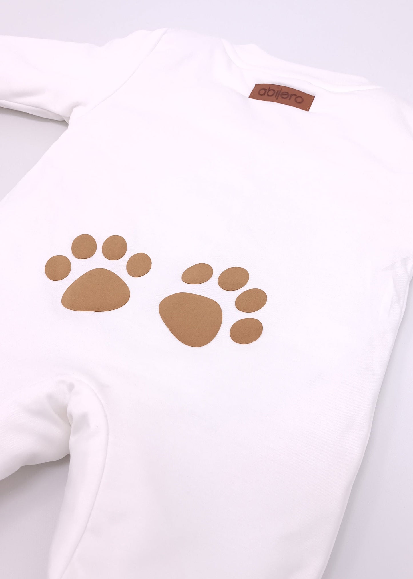 Pijama Enteriza Térmica de Algodón para bebito y bebita (unisex) – Diseño Huellitas Perrito Blanco