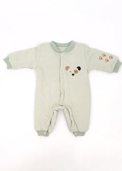Pijama Enteriza Térmica de Algodón para bebito y bebita (unisex) – Diseño Huellitas Perrito Blanco