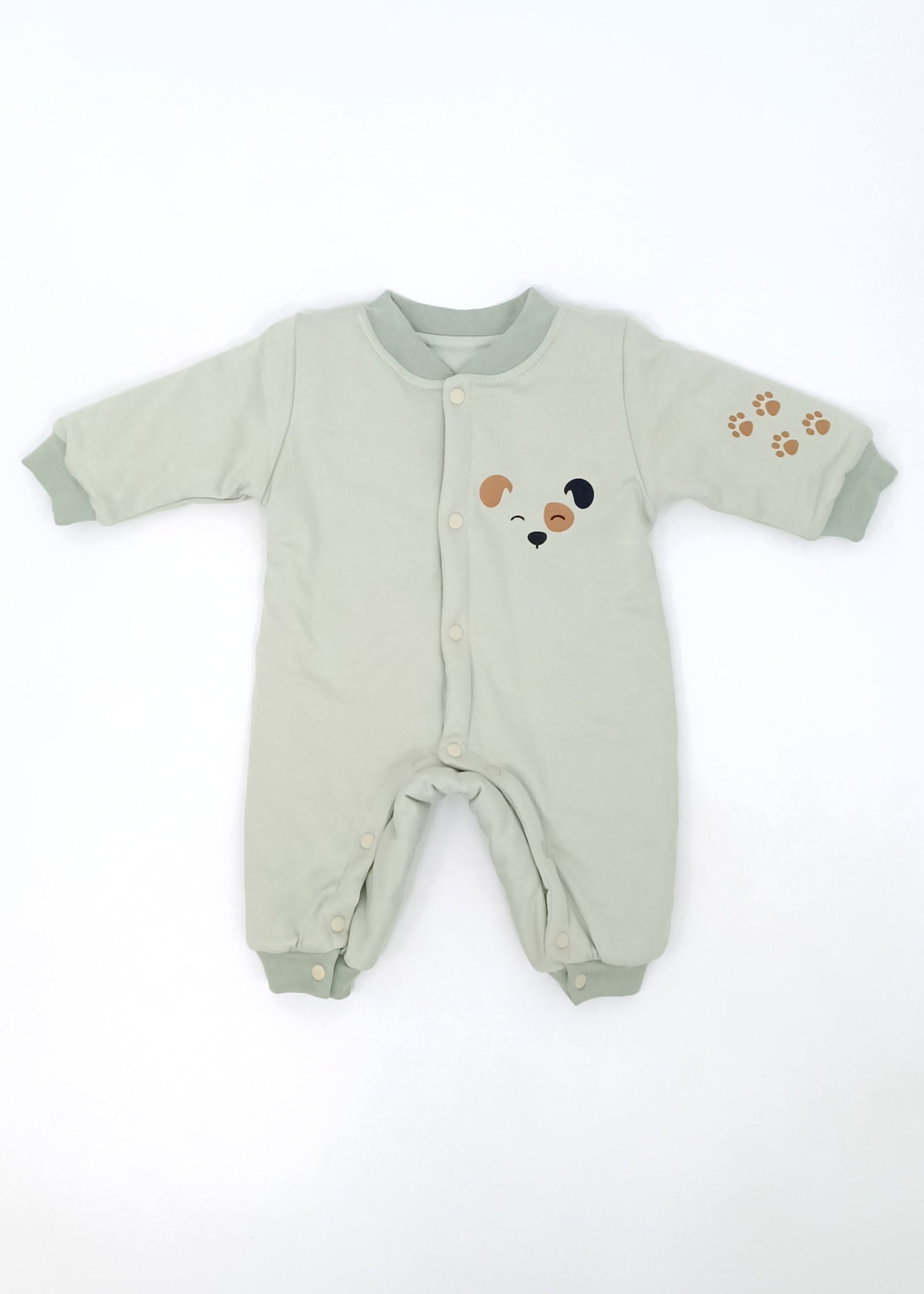 Pijama Enteriza Térmica de Algodón para bebito y bebita (unisex) – Diseño Huellitas Perrito Blanco