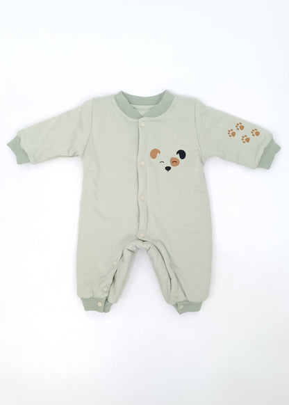 Pijama Enteriza Térmica de Algodón para bebito y bebita (unisex) – Diseño Huellitas Perrito Blanco