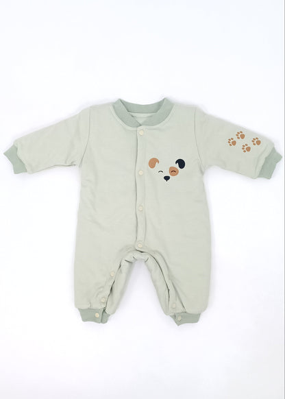 Pijama Enteriza Térmica de Algodón para bebito y bebita (unisex) – Diseño Huellitas Perrito Blanco