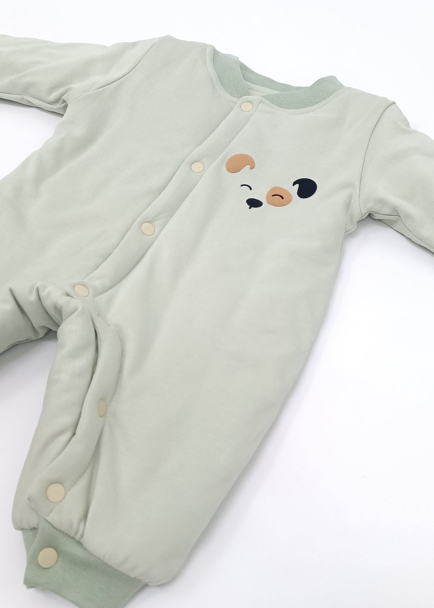 Pijama Enteriza Térmica de Algodón para bebito y bebita (unisex) – Diseño Huellitas Perrito Blanco