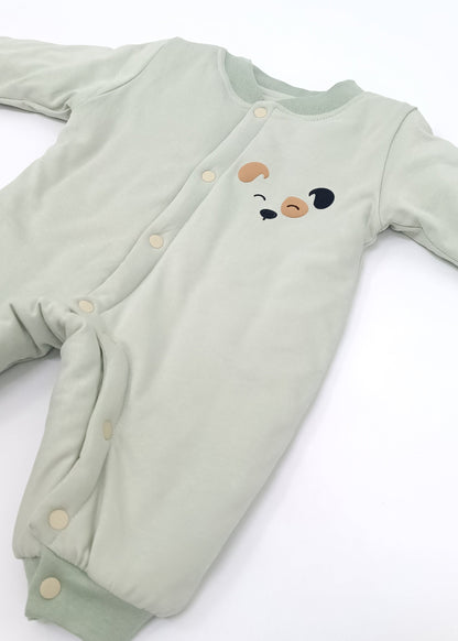 Pijama Enteriza Térmica de Algodón para bebito y bebita (unisex) – Diseño Huellitas Perrito Blanco