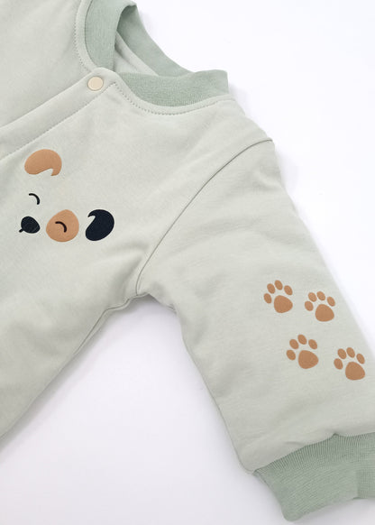 Pijama Enteriza Térmica de Algodón para bebito y bebita (unisex) – Diseño Huellitas Perrito Blanco
