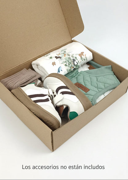 Regalo listo! Conjunto Colombia Biodiversa, chaleco con cargo bebito